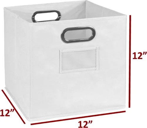 Vista 6 de Niche Cubo - Juego de 2 contenedores plegables de tela, color blanco