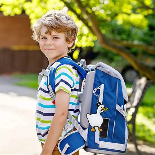 Vista 4 de Lindo llavero de dibujos animados de animales de ganso blanco llavero de coche llavero para mujeres hombres niños llaves accesorios bolso mochila