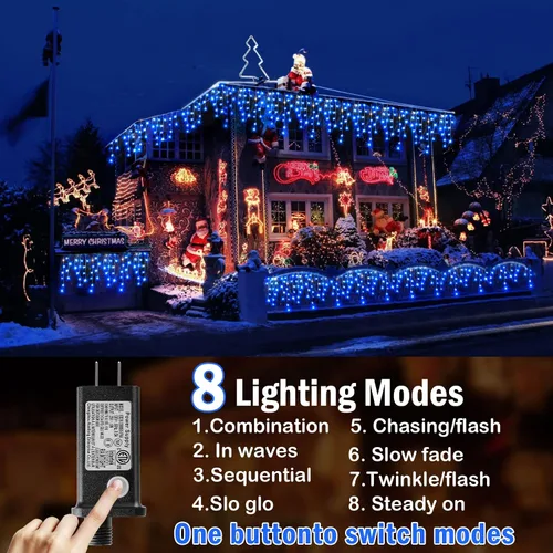 Vista 2 de Hezbjiti - Luces de Navidad para decoración al aire libre, 1600 luces LED de 164 pies, 8 modos, 320 gotas, guirnalda de luces para decoración