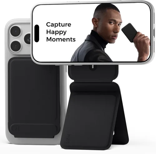 Vista 19 de MOFT Soporte de trípode para teléfono para iPhone, soporte para iPhone multiángulo, soporte para teléfono ligero y portátil, imanes fuertes, cuero