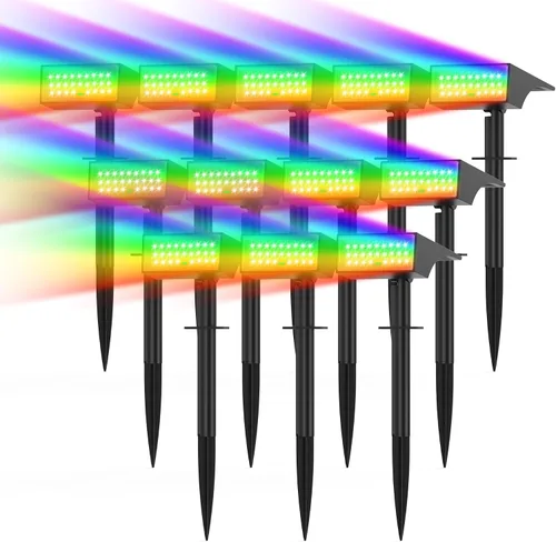 Vista 9 de Focos solares para exteriores con indicador de nivel de batería de 4 LED 2-Blanco fresco