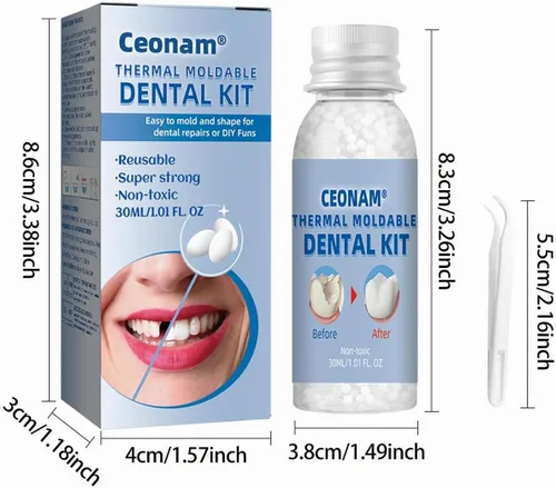 Vista 2 de Kit de reparación de dientes, kit de reemplazo de dientes para restauración temporal de dientes perdidos y rotos, cuentas de ajuste térmico