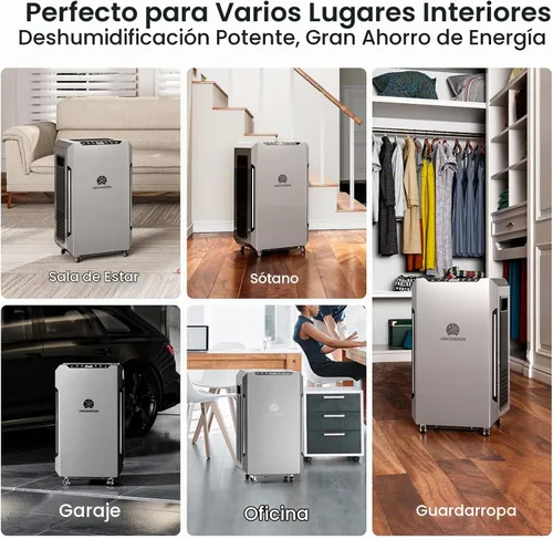 Vista 8 de Argendon Deshumidificador con bomba para sótano, 70 pintas, Sandidry Pro Gris