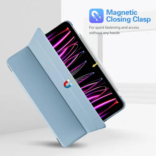 Vista 9 de ProCase Funda inteligente para iPad Pro de 12.9 2022/2021/2020/2018, carcasa rígida con soporte delgado para iPad Pro de 12.9 pulgadas, 6ª Celeste