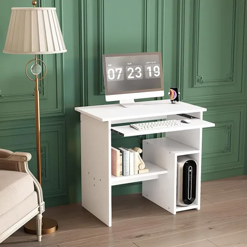 Vista 2 de Escritorio pequeño para computadora para oficina en casa, mesa de juegos compacta para computadora de escritorio y portátil, con cajón