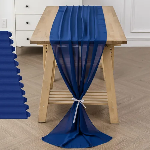 Vista 18 de Paquete de 2 caminos de mesa de gasa de 10 pies de 29 x 120 pulgadas, camino de mesa romántico transparente para boda, fiesta de cumpleaños