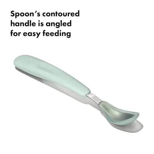 Vista 4 de OXO TOT Juego de cucharas de alimentación con ópalo de silicona suave y atardecer
