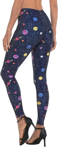 Vista 6 de HDE Leggings de entrenamiento con diseño de moda. Divertidos estampados impresos con gráficos de moda