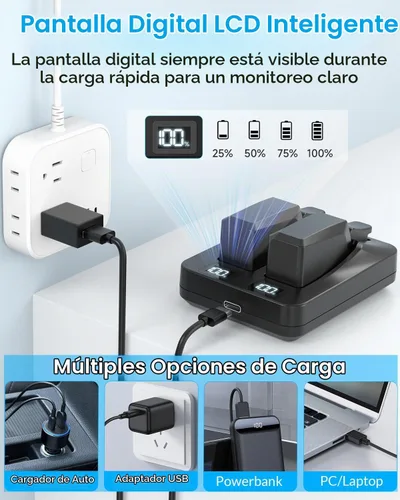 Vista 2 de Cargador de batería de doble puerto para batería SRAM AXS/eTap Red Force Rival GX Eagle, USB C de carga rápida con pantalla digital (solo cargador)