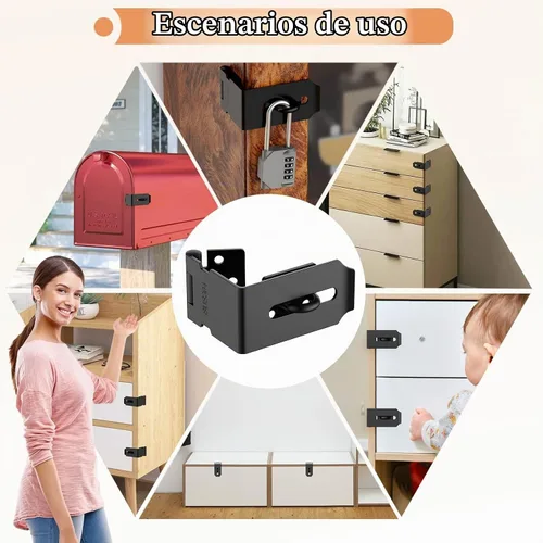 Vista 7 de Cerradura de cerrojo de 90 grados, pestillo de candado de ángulo recto, color negro, paquete de 1 Negro-1 unidad
