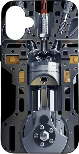 Vista 23 de Mecánico Motor Metal Pistón Cilindros Metal PC Case para iPhone 17