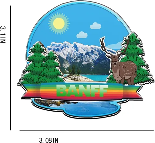 Vista 3 de Banff - Imán de Canadá para nevera, de madera, 3D, monumentos, viajes, coleccionables, recuerdos, decoración hecha a mano -1331