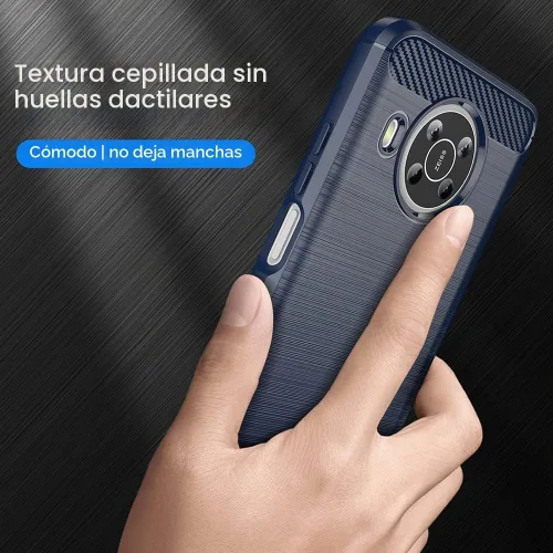 Vista 5 de Asuwish Funda para Nokia X100 5G con protector de pantalla de vidrio templado y accesorios para celda, silicona protectora delgada de goma suave Azul