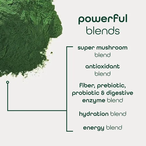 Vista 7 de Zena Nutrition Polvo de Energía y Hidratación de Super Verdes Orgánicos, Más de 70 Superalimentos, 0 Azúcar, 5G de Fibra, Espirulina, Clorella