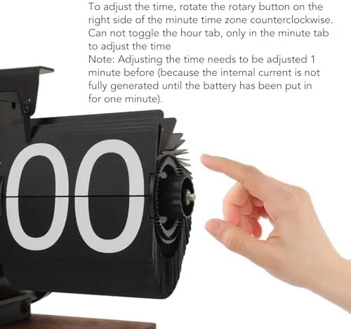 Vista 2 de Reloj abatible, retro vintage digital abatible, funciona con pilas, giro automático, estante de escritorio mecánico para sala de estar, oficina
