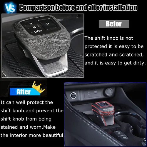 Vista 3 de Accesorios de interior personalizados para Nissan Pathfinder 2022 2023, cubierta de pomo de palanca de cambios de piel automática, funda de palanca