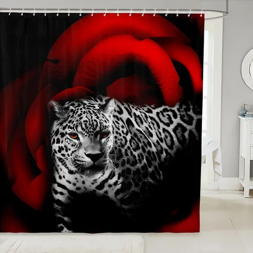 Vista 14 de Erosebridal Cortina de Ducha de Dinosaurio de Dibujos Animados 3D para Niños Varones Adultos Baño Selva Dino Tela Cortina de Baño 72" An x 72 L