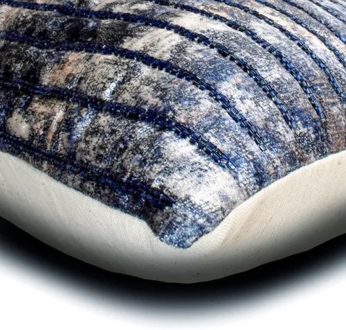 Vista 153 de The HomeCentric Funda de almohada con cremallera, funda de cojín azul de 12 x 12 pulgadas, funda de cojín de algodón bordado para sofá, diseño