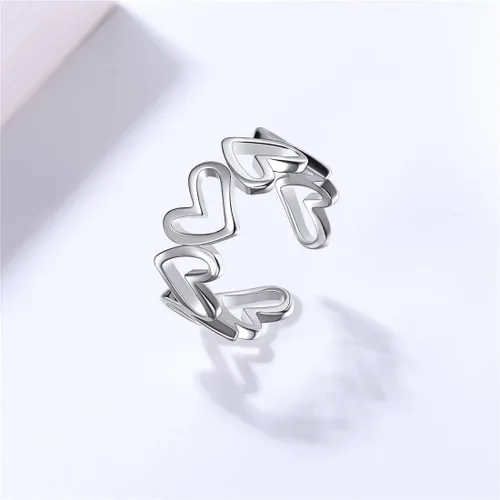 Vista 5 de ChicSilver 925 Sterling Silver Ring Minimalist Teardrop High Polish Tarnish Resistant Comfort Fit Open Adjustable Ring for Women(with Gift Box)