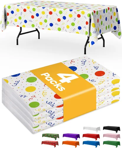 Vista 12 de Mantel de bandera estadounidense, paquete de 4 manteles patrióticos desechables de 54 x 108 pulgadas para mesas de 6 pies, decoraciones del 4