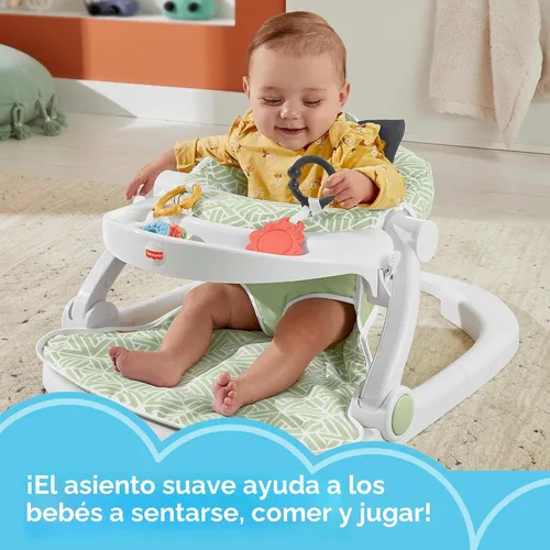 Vista 2 de Fisher-Price Silla portátil para bebé Sit-Me-Up con bandeja para bocadillos y juguetes de desarrollo, Perfección de cachorro