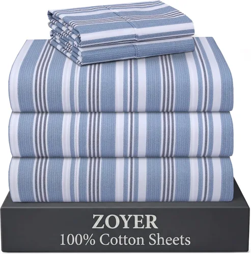 Vista 71 de ZOYER Sábanas de 100 % algodón percal tamaño individual, refrescantes y transpirables, duraderas, con una sensación nítida, suave y cómoda, bolsillo