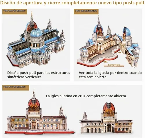 Vista 3 de CubicFun London St. Paul's Cathedral 3D Architecture Puzzle, 643 Pieces