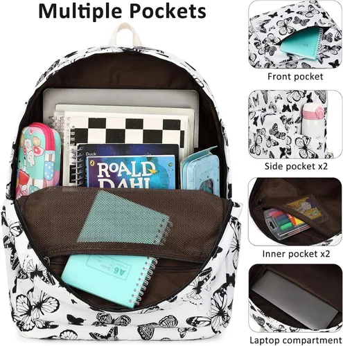 Vista 14 de Joyfulife Mochilas para niñas, mochilas para niños, mochilas para adolescentes, mochila para estudiantes escolares con lonchera, bolsas para lápices