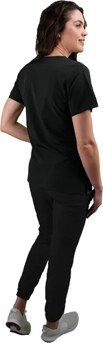 Vista 3 de Green Town Conjunto médico de enfermería con cuello en V y cremallera completa para mujer GT 4FLEX
