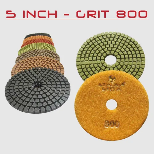 Vista 6 de Juego de discos pulidores de 5 pulgadas y diamante húmedo de grado prémium para pulir concreto