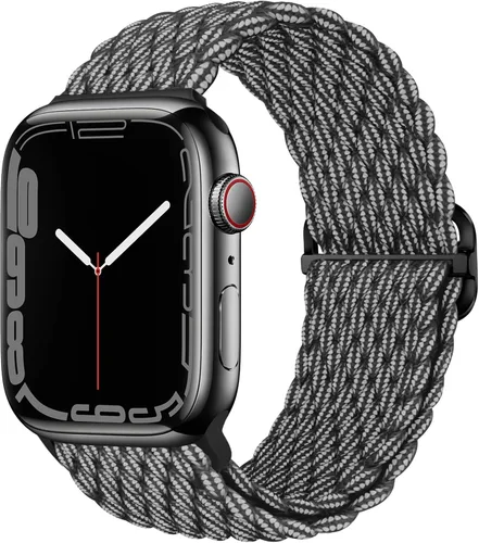 Vista 32 de Qimela - Correa elástica Solo Loop compatible con Apple Watch de 49 mm, 46 mm, 45 mm, 44 mm, 42 mm, 41 mm, 40 mm y 38 mm, correa trenzada Verde