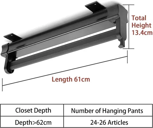 Vista 2 de Barra extensible para ropa con pista deslizante, barra de valet extraíble ajustable de 10.2-2.4 in, barra de perchero para ropa, soporte de carga