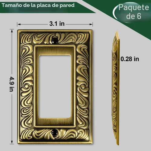 Vista 3 de Cubiertas Decorativas de Interruptor de Luz de Latón Antiguo Placas de Pared Placas de Interruptor Basculante Cubiertas de Enchufes