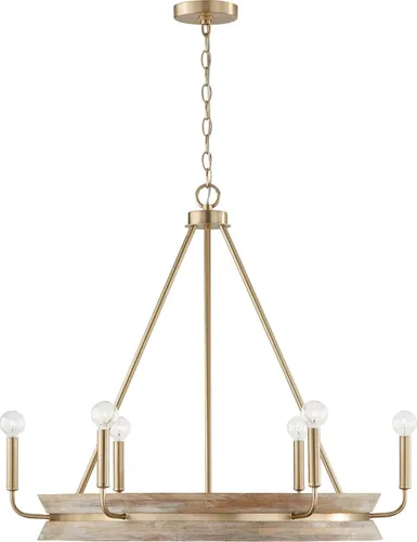 Vista 10 de Capital Lighting 447361KR Finn - Candelabro redondo de madera de mango hecho a mano, 6 luces, 360 vatios totales, 27 pulgadas de alto x 31 pulgadas