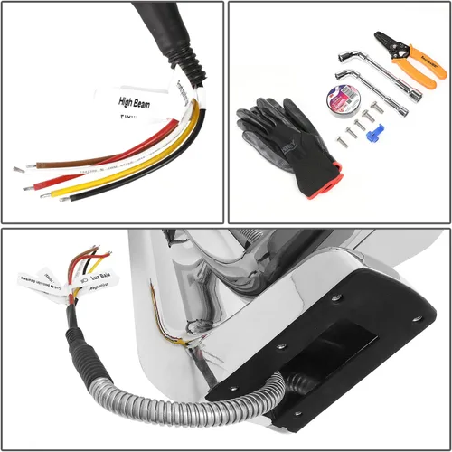 Vista 6 de DNA MOTORING HL-HAY-033-BK Par de faros delanteros LED con anillo de halo tipo U y reflector, ángulo amplio, compatible con Peterbilt 359