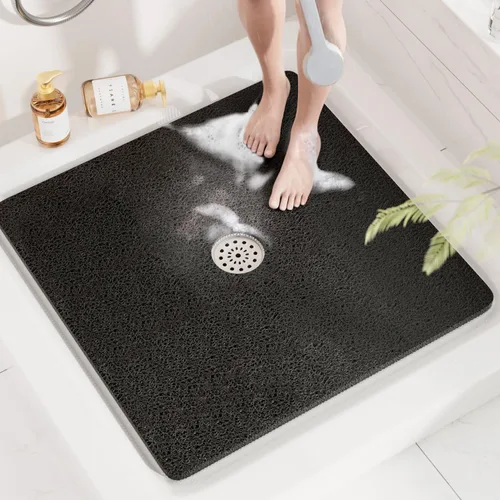 Vista 18 de HITSLAM - Tapete cuadrado para ducha, de 24 x 24 pulgadas, tapete de baño antideslizante para bañera, tapetes de baño de alcachofa de PVC suave