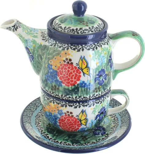 Vista 4 de Blue Rose Polish Pottery Georgia Blue Tea para uno