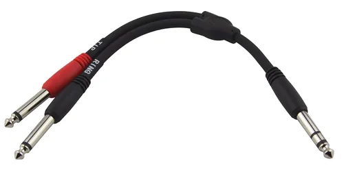 Vista 4 de Pig Hog PY-S214F 1/4" TRS (macho) a doble mono 1/4" (hembra) cable en Y, 6