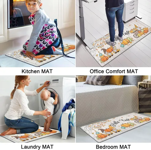 Vista 9 de U'Artlines Juego de 3 alfombras y tapetes de cocina de otoño, 2 piezas, antifatiga