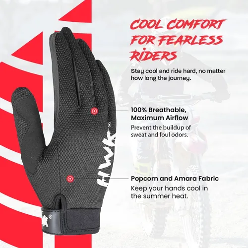Vista 4 de HWK - Guantes de motocicleta para hombres y mujeres, motocross, conducción táctica, ciclismo, carreras de motocicletas, guantes multiusos