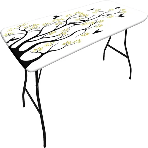 Vista 3 de Flying Birds - Mantel ajustable elástico decorativo, 30 x 60 pulgadas, mantel rectangular para mesa plegable de 5 pies, mantel de poliéster