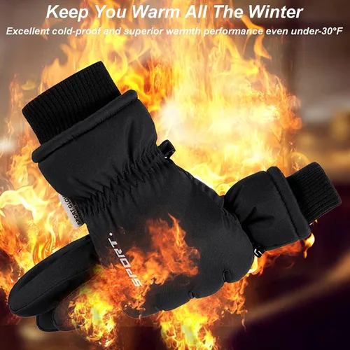 Vista 5 de BZGG Guantes de esquí, guantes de nieve impermeables de invierno para hombres y mujeres, resistentes al viento, con pantalla táctil, guantes
