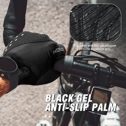 Vista 5 de HTZPLOO Guantes de bicicleta, guantes de ciclismo, guantes de ciclismo para hombres y mujeres con almohadilla antideslizante que absorbe los golpes