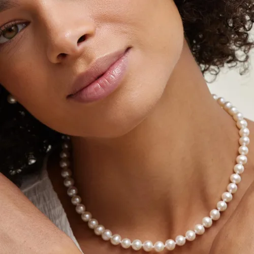 Vista 28 de The Pearl Source Real Pearl Necklace for Women with AAA+ Quality Round White Freshwater Genuine Cultured Pearls