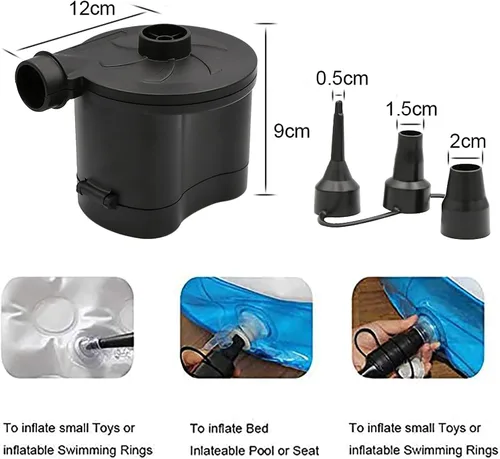 Vista 7 de OBEST Bomba de aire eléctrica alimentada por batería, inflador/deflator portátil para campamento al aire libre, colchón de aire, flotadores