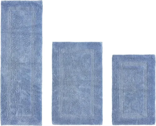 Vista 203 de Better Trends - Juego de 2 alfombras de baño 100% algodón, extra suaves, con borlas, de 17" x 24", alfombra de baño superabsorbente y reversible