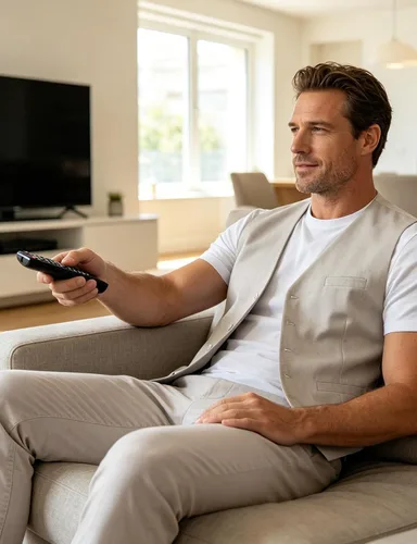 Vista 5 de JEMITOP Chaleco de vestir ajustado con textura ligera para hombre Beige