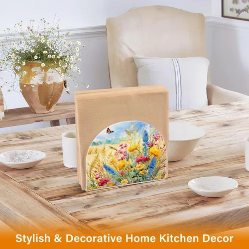 Vista 5 de Servilleteros de flores rurales y mariposas para mesas, servilleteros de acrílico transparente, servilleteros de cóctel para cocina, restaurante
