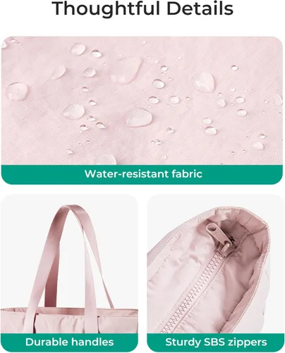 Vista 22 de BAGSMART Bolsa de mano para mujer con cremallera, bolsa de gimnasio con compartimentos, bolsa de trabajo para enfermera, baile, bolsa de yoga