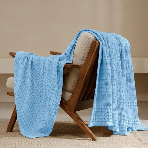 Vista 25 de PHF Manta ligera de punto gofre 100% algodón para cama, King, color blanco 02 Blanco